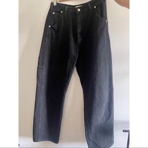 VIDEN high waisted carpenter pant black size L altered